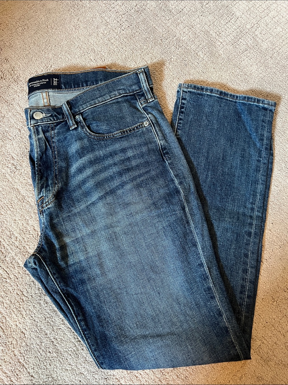 Abercrombie & Fitch Men's Dark Blue Straight Jeans